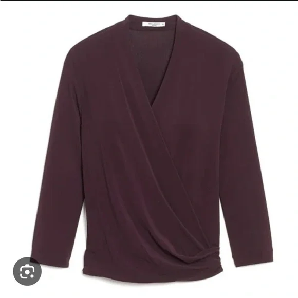 MM Lafleur The Deneuve Blackberry V Neck Crossover Top Knit Crêpe Stretch Small - Picture 2 of 8